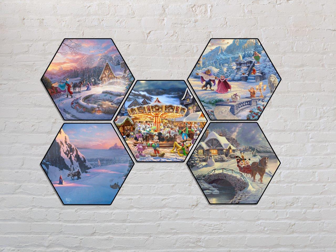 Disney (Mickey and Minnie Christmas Market) KNEXAGON™ Wood Print WPHEX0450