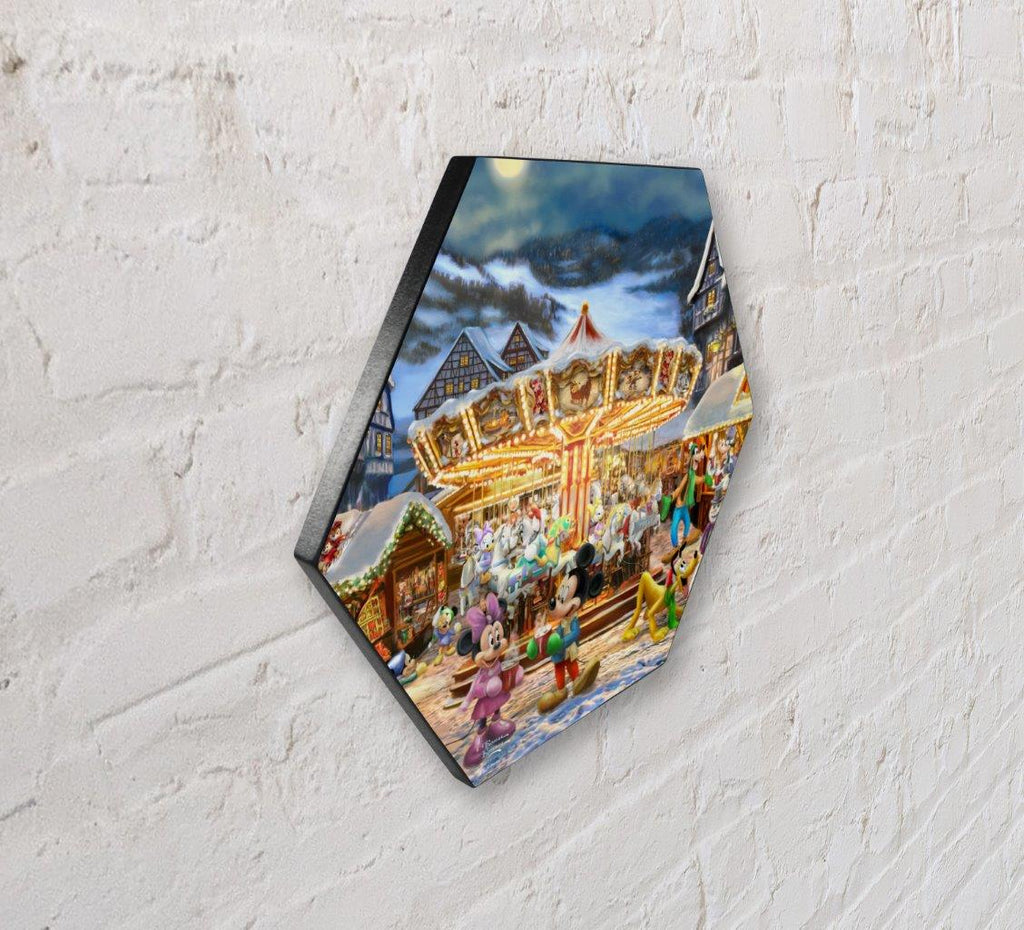 Disney (Mickey and Minnie Christmas Market) KNEXAGON™ Wood Print WPHEX0450