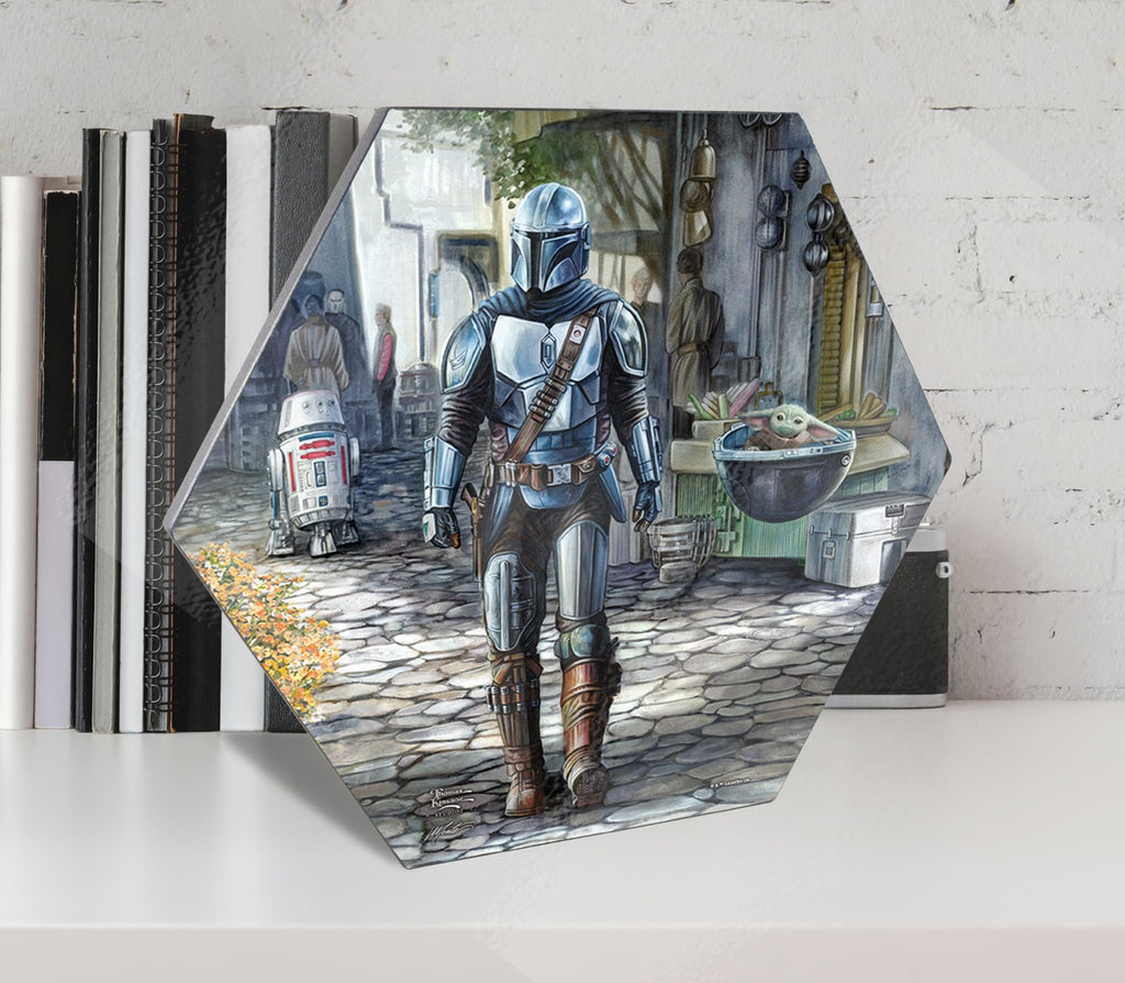 Star Wars (The Mandalorian - A Welcome Sight) KNEXAGON® Wood Print WPHEX0940