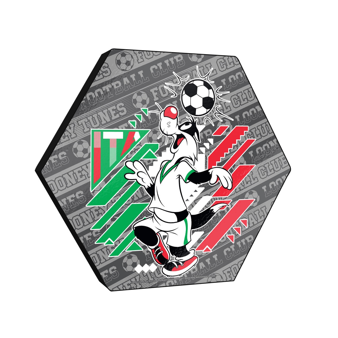 Looney Tunes (Team Italy Soccer - Sylvester) KNEXAGON® Wood Print WPHEX1704BOH