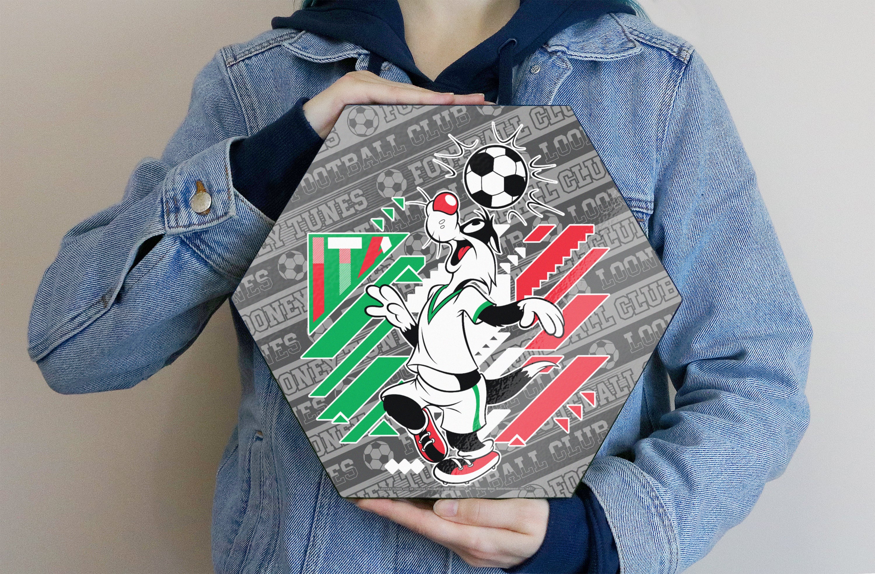 Looney Tunes (Team Italy Soccer - Sylvester) KNEXAGON® Wood Print WPHEX1704BOH