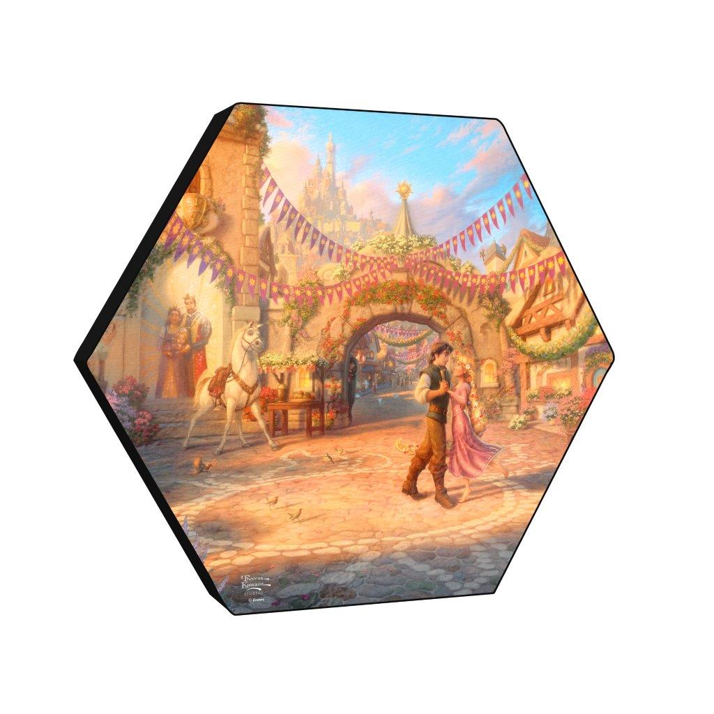 Disney (Rapunzel Dancing in the Sunlit Courtyard) KNEXAGON® Wood Print WPHEX1722