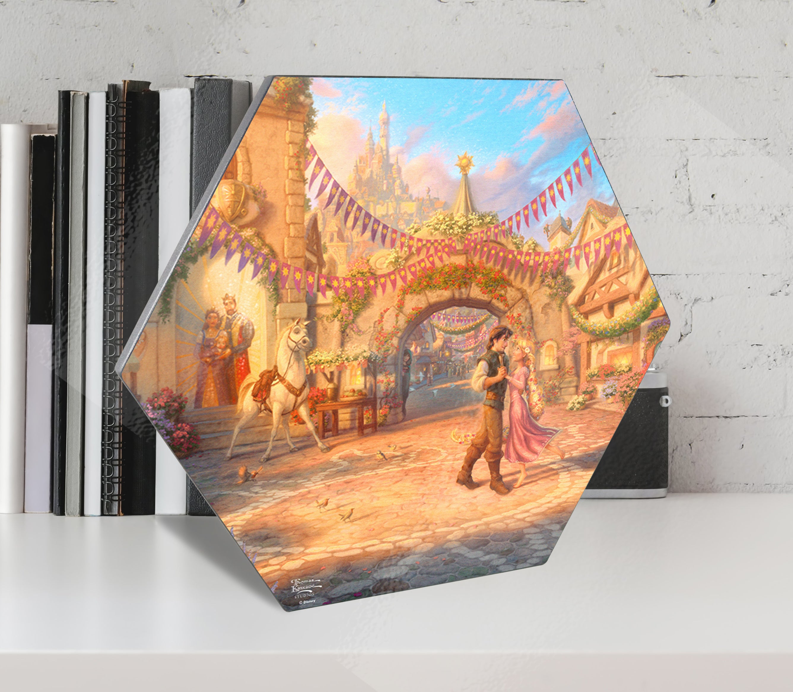 Disney (Rapunzel Dancing in the Sunlit Courtyard) KNEXAGON® Wood Print WPHEX1722