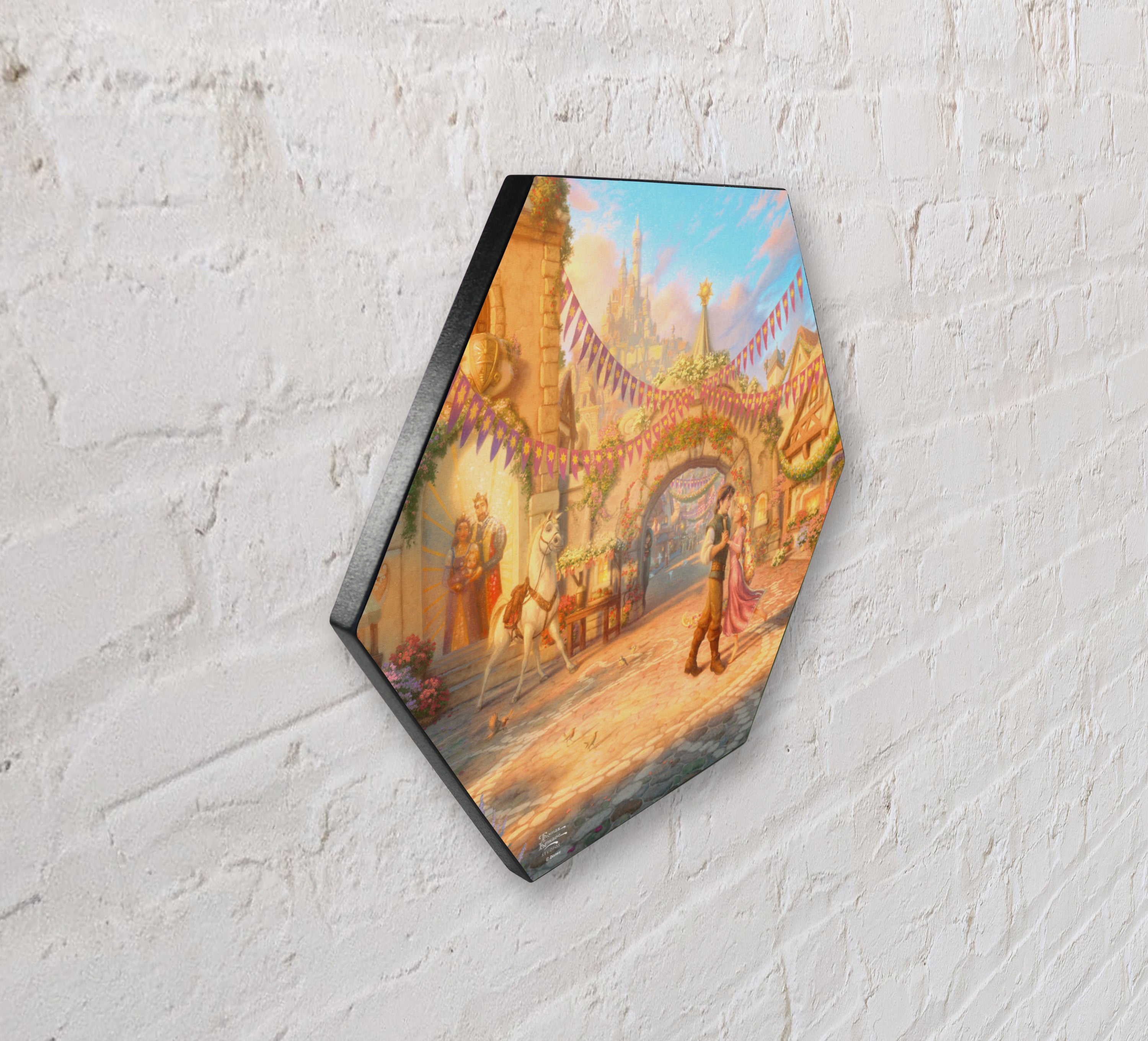 Disney (Rapunzel Dancing in the Sunlit Courtyard) KNEXAGON® Wood Print WPHEX1722