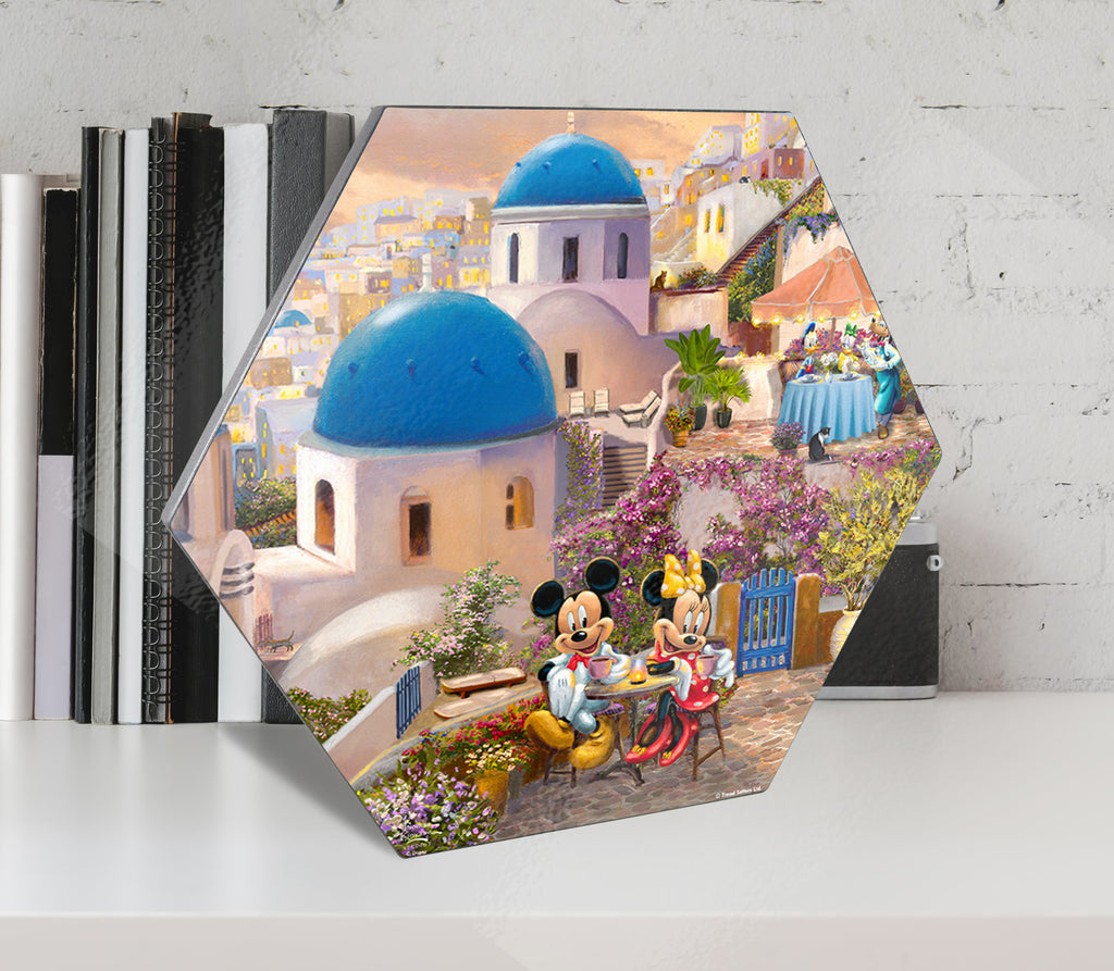 Disney (Mickey and Minnie in Greece) KNEXAGON® Wood Print WPHEX1872