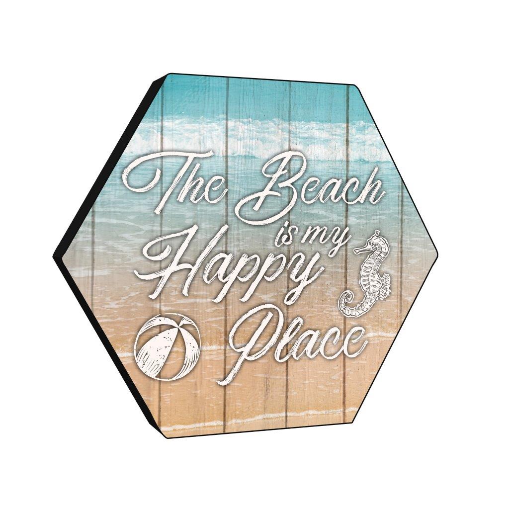 Vacation Collection (The Beach Is My Happy Place) KNEXAGON® Wood Print WPHEX1886