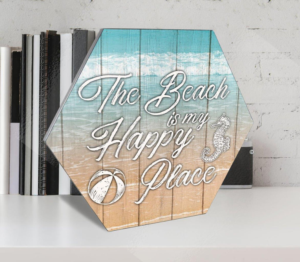 Vacation Collection (The Beach Is My Happy Place) KNEXAGON® Wood Print WPHEX1886