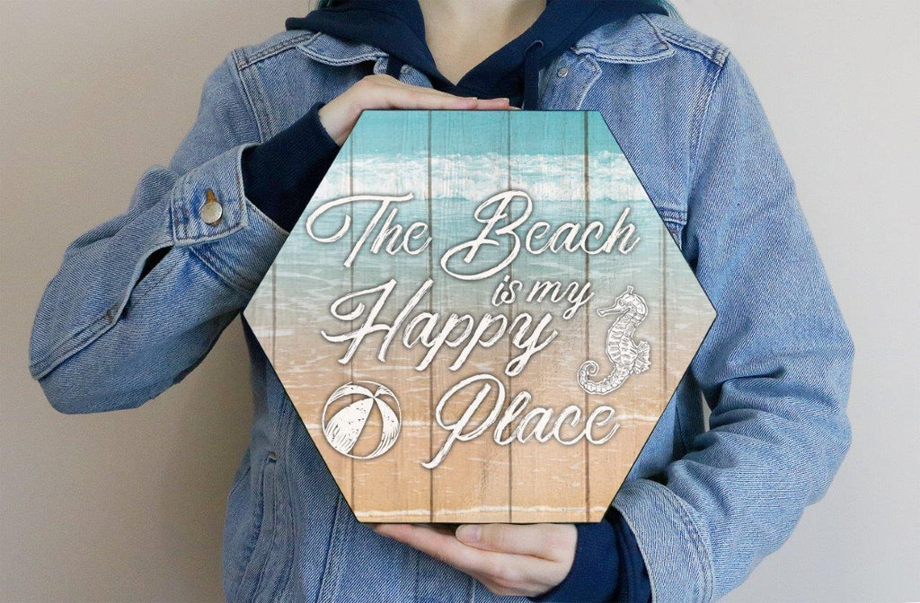 Vacation Collection (The Beach Is My Happy Place) KNEXAGON® Wood Print WPHEX1886