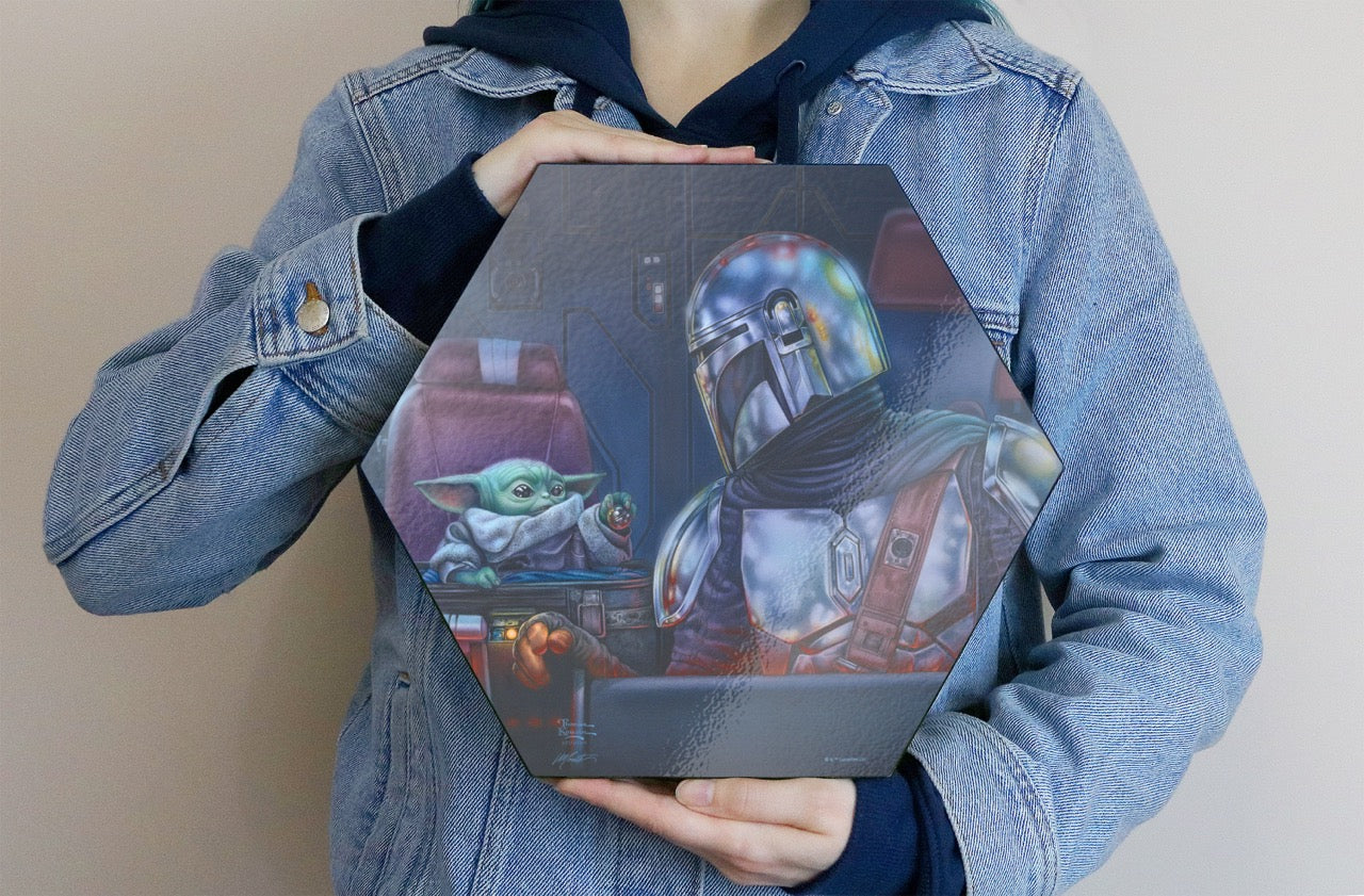 Star Wars (The Mandalorian  Two for the Road) KNEXAGON® Wood Print WPHEX2096