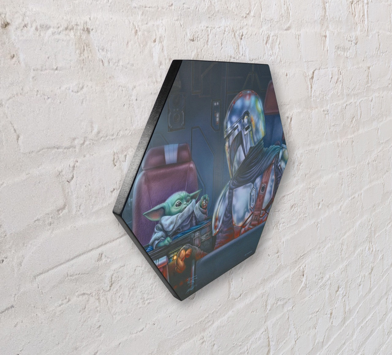 Star Wars (The Mandalorian  Two for the Road) KNEXAGON® Wood Print WPHEX2096