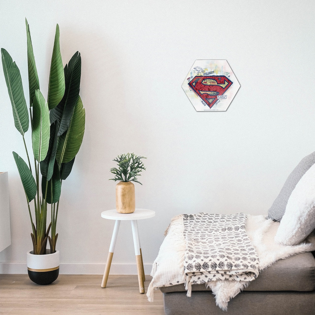 Superman 85th Anniversary (Dots) KNEXAGON® Wood Print WPHEX2465