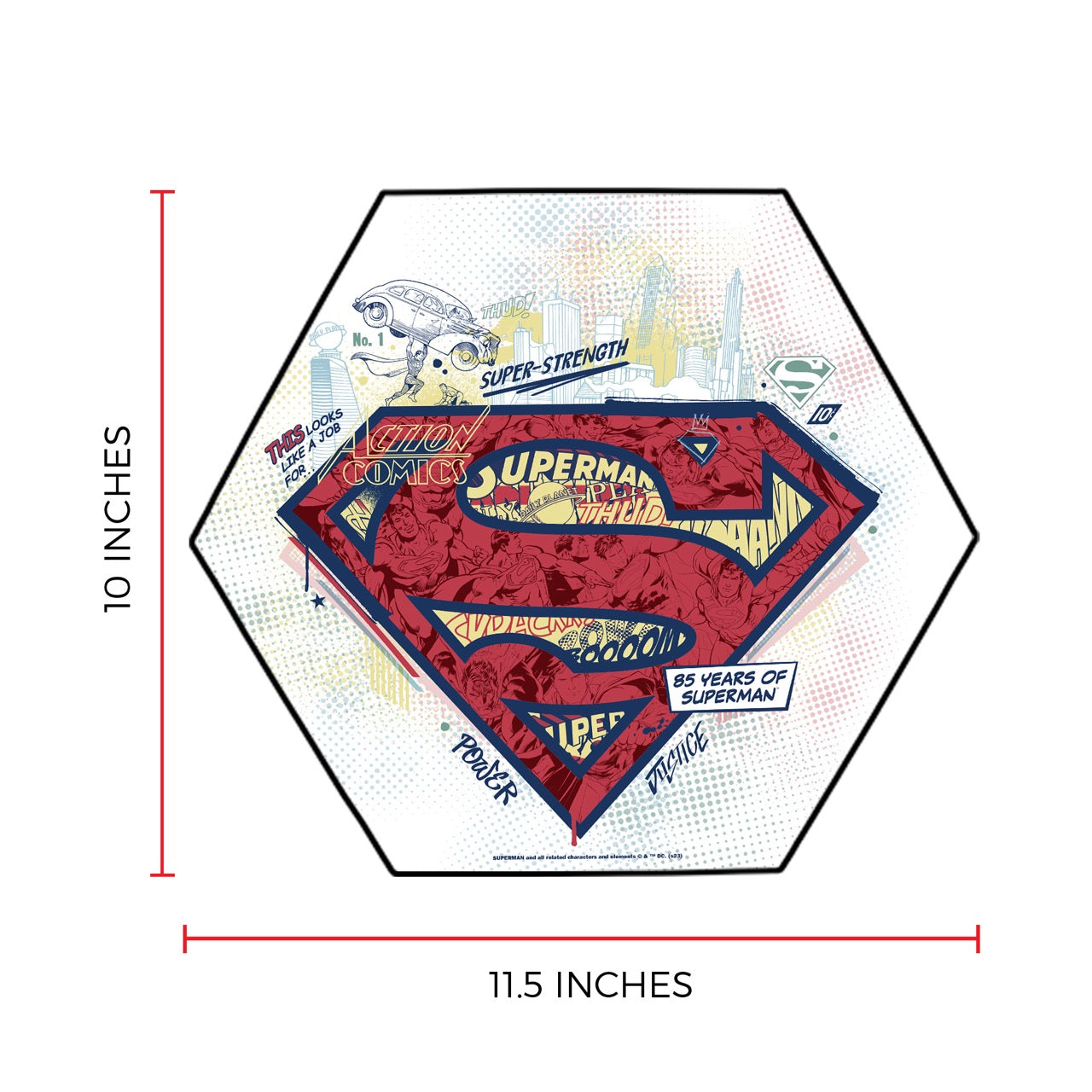 Superman 85th Anniversary (Dots) KNEXAGON® Wood Print WPHEX2465