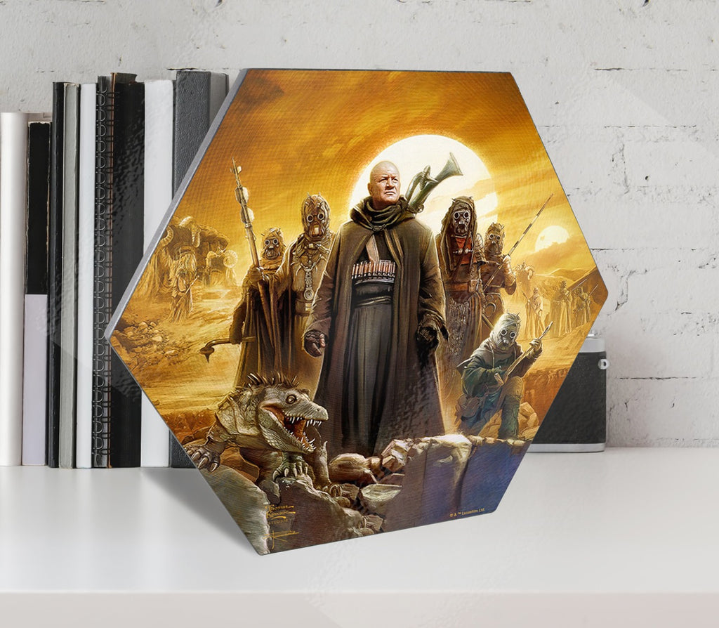 Star Wars (The Book of Boba Fett  - Tusken Raiders) KNEXAGON® Wood Print WPHEX2561