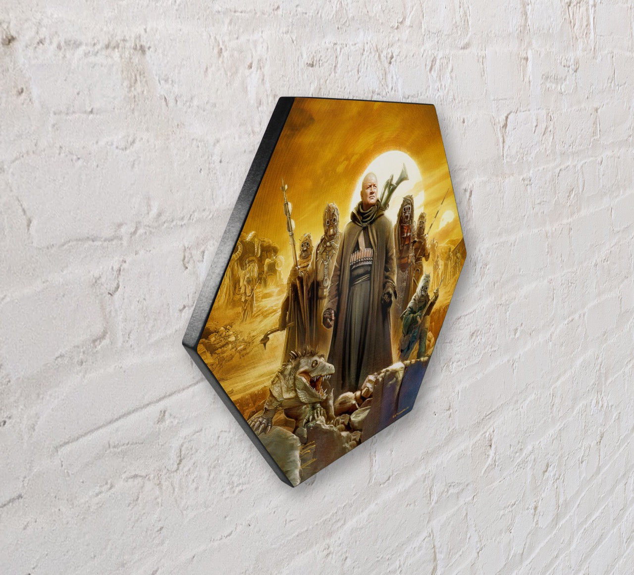 Star Wars (The Book of Boba Fett  - Tusken Raiders) KNEXAGON® Wood Print WPHEX2561