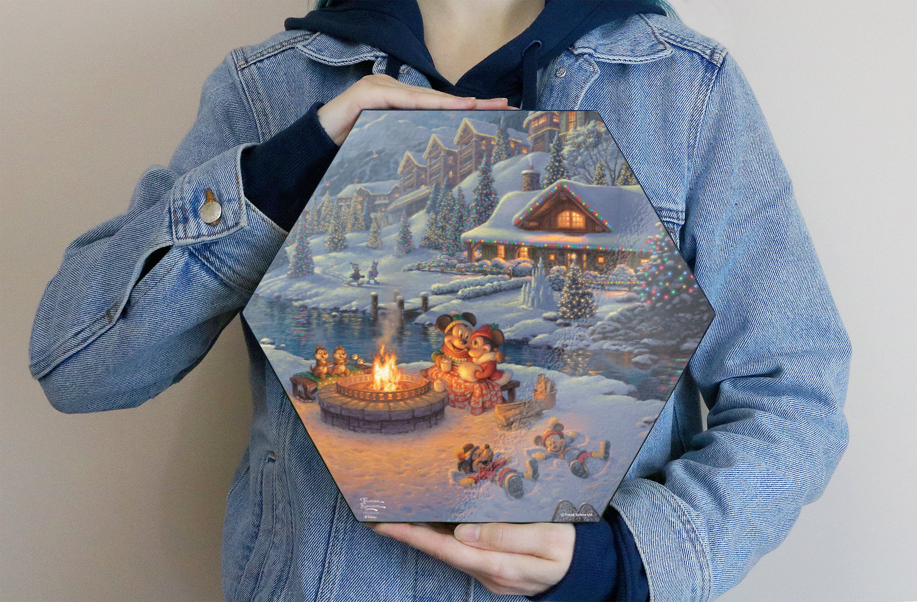 Disney (Mickey and Minnie Christmas Lodge) KNEXAGON® Wood Print WPHEX2690