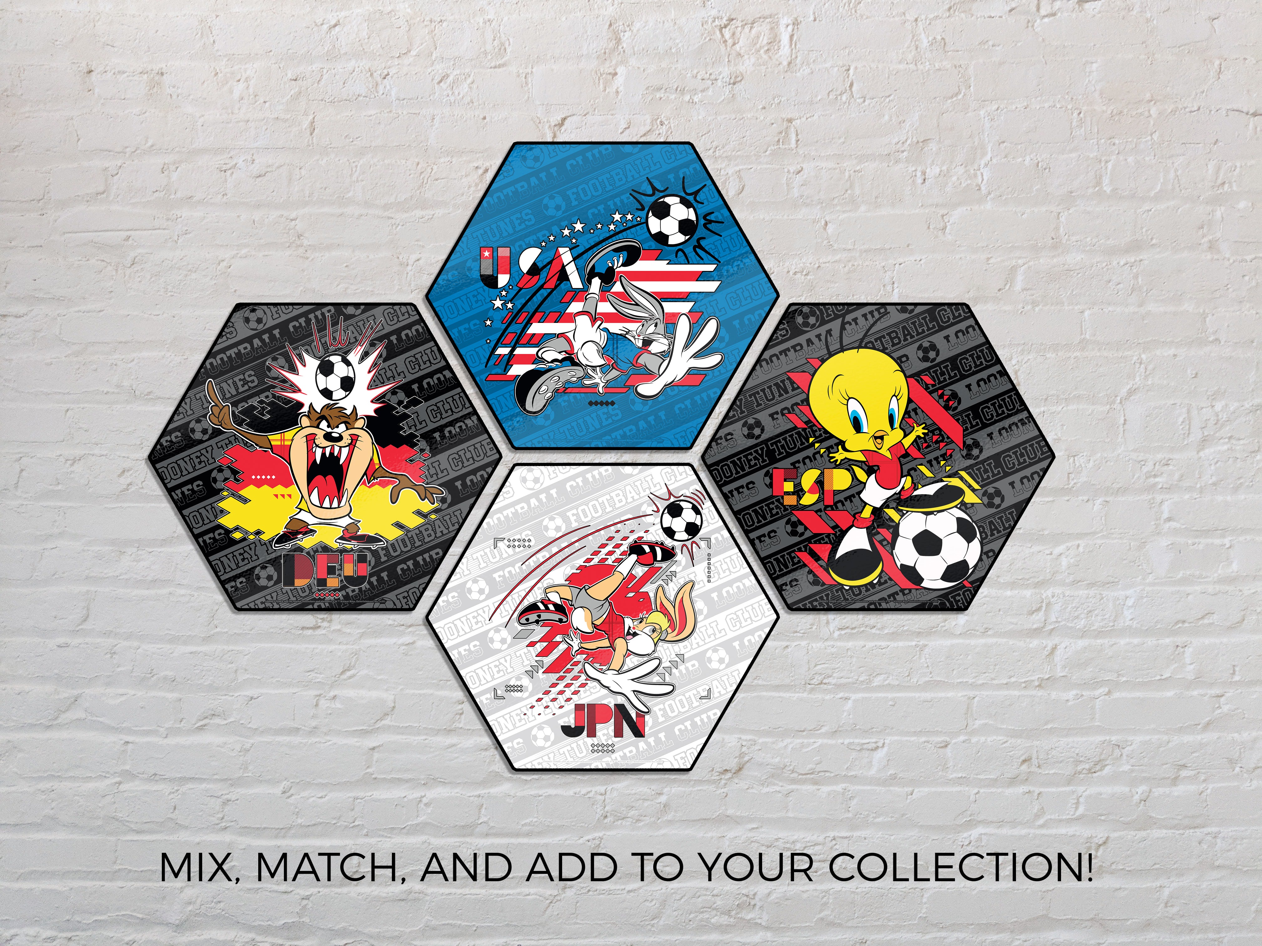 Looney Tunes (Team Spain Soccer - Tweety Bird) KNEXAGON® Wood Print WPHEX2841BOH