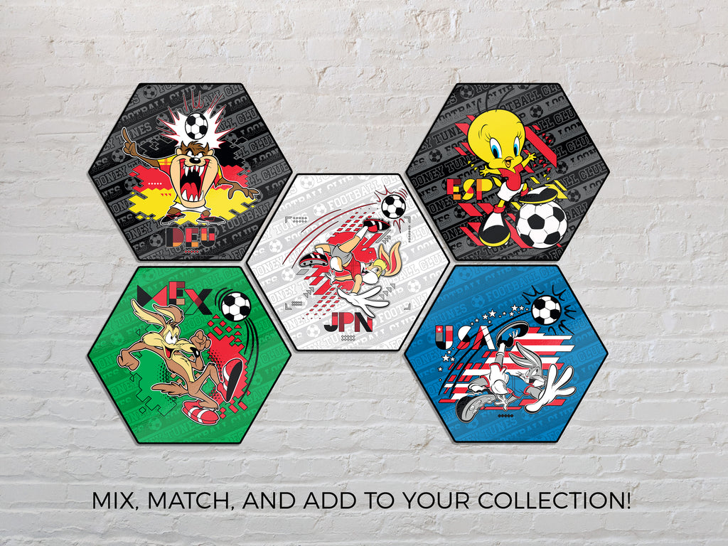 Looney Tunes (Team Spain Soccer - Tweety Bird) KNEXAGON® Wood Print WPHEX2841BOH
