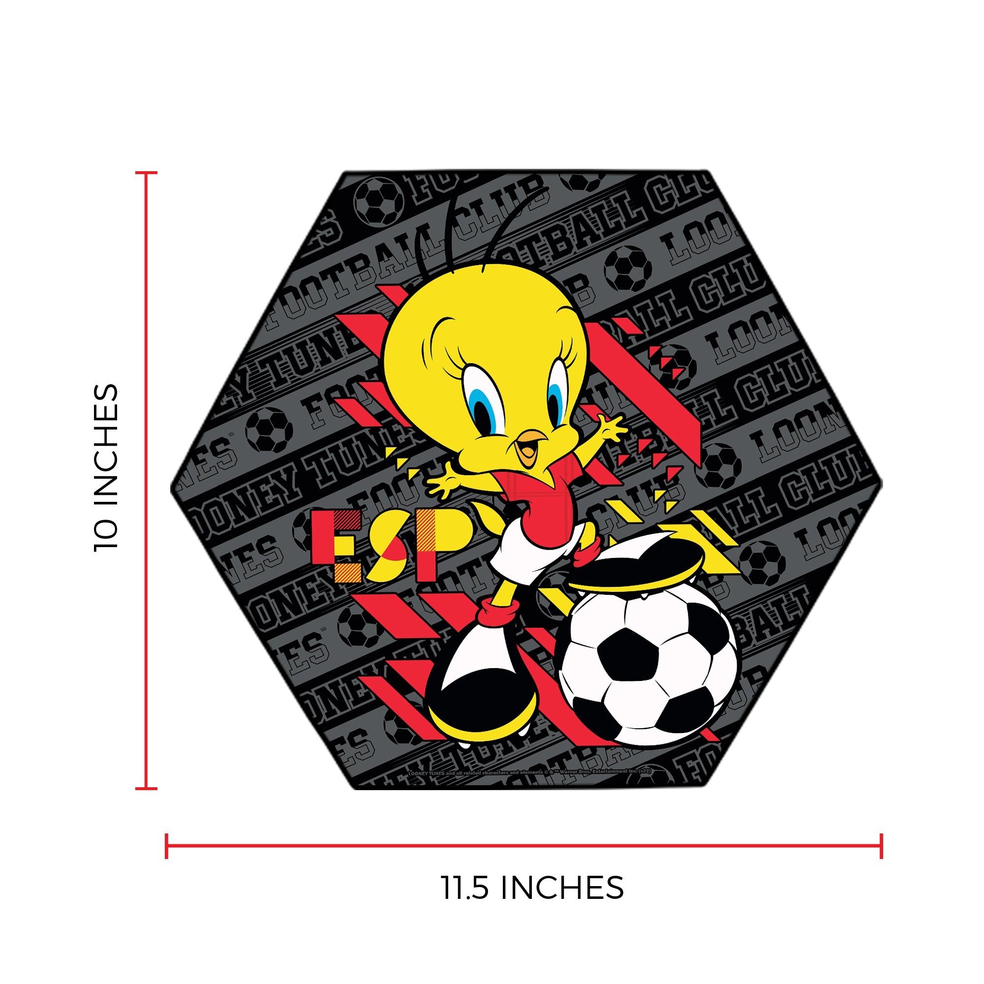 Looney Tunes (Team Spain Soccer - Tweety Bird) KNEXAGON® Wood Print WPHEX2841BOH