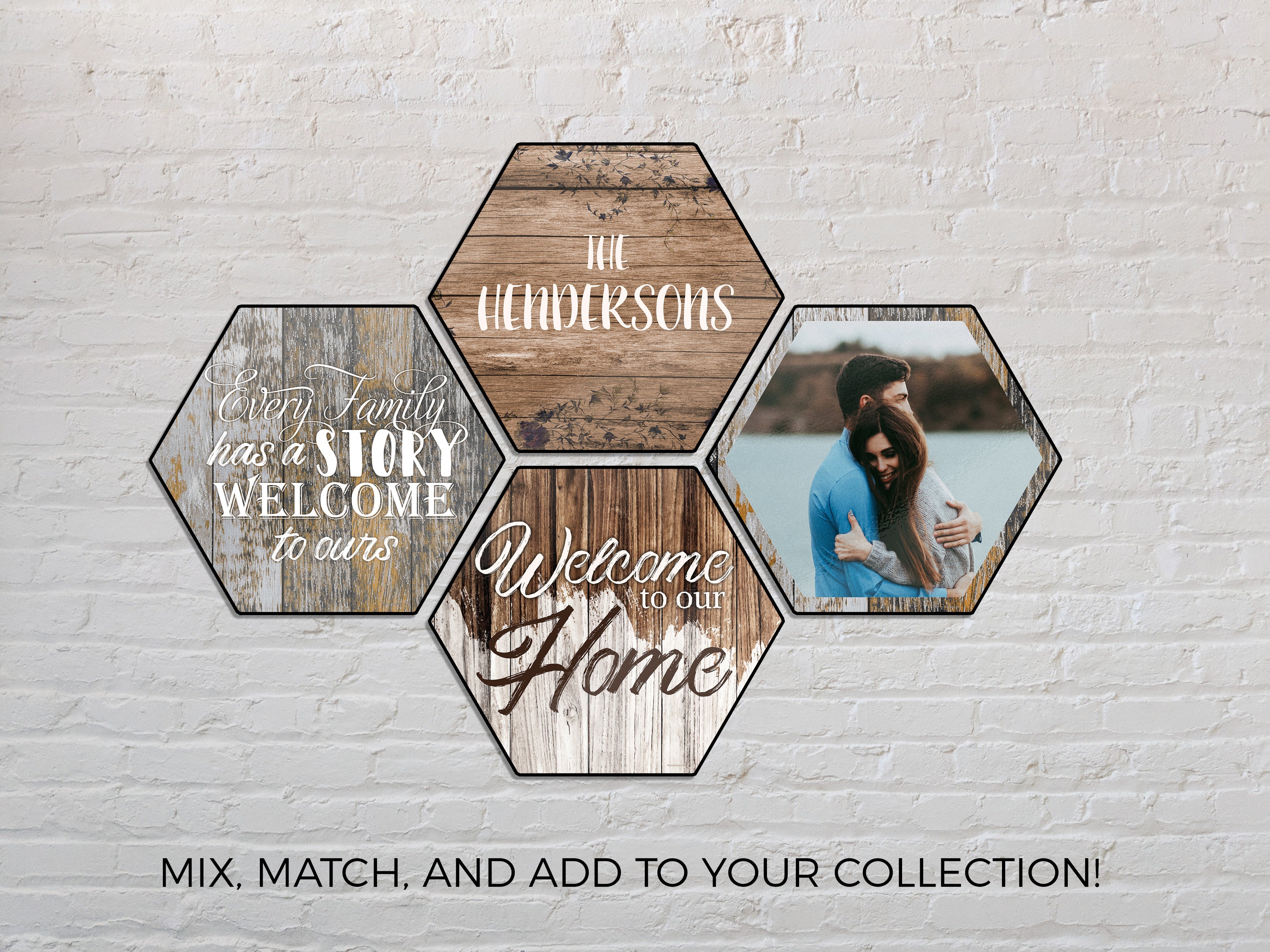 Family Collection (The Family - Light Wood -Personalized) Hexagon KNEXAGON Wood Print