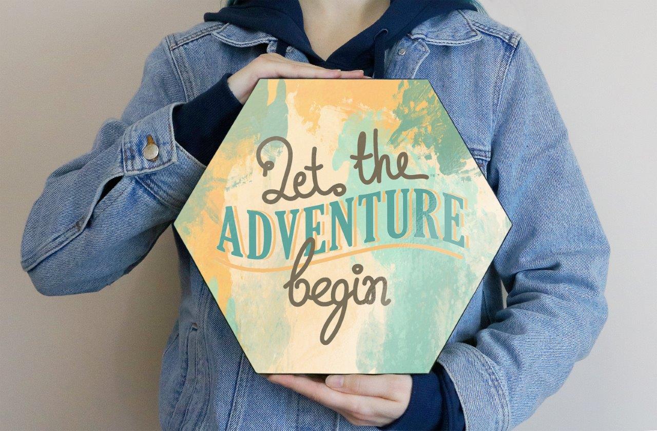 Trend Setters Original (Let the Adventure Begin) KNEXAGON™ Wood Print WPHEX3254