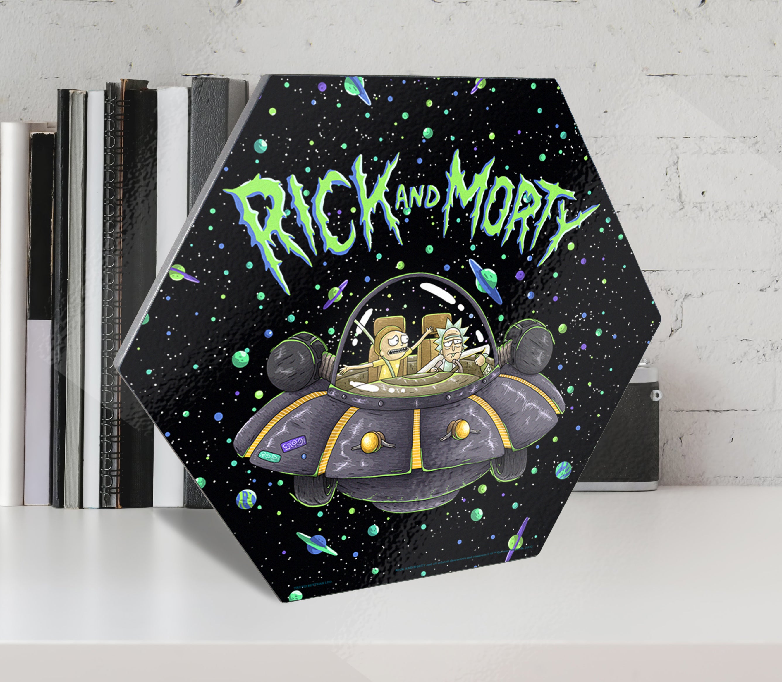 Rick and Morty (Space) KNEXAGON® Wood Print WPHEX3348