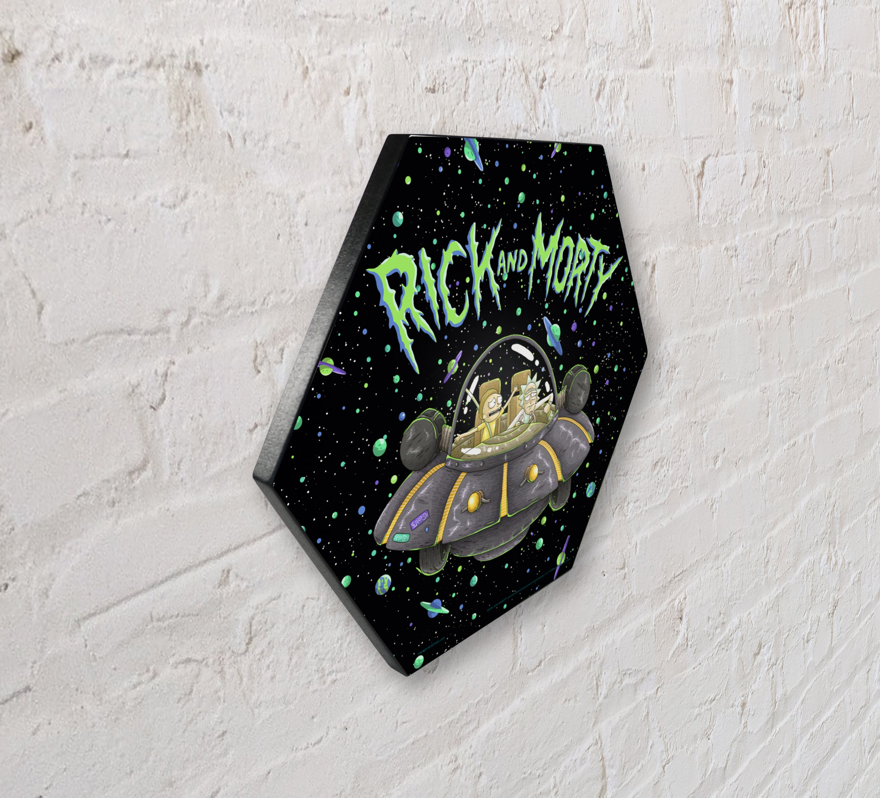 Rick and Morty (Space) KNEXAGON® Wood Print WPHEX3348