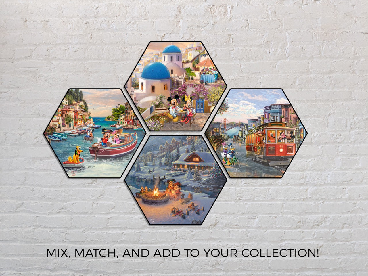 Disney (Mickey and Minnie in Italy) KNEXAGON® Wood Print WPHEX3799