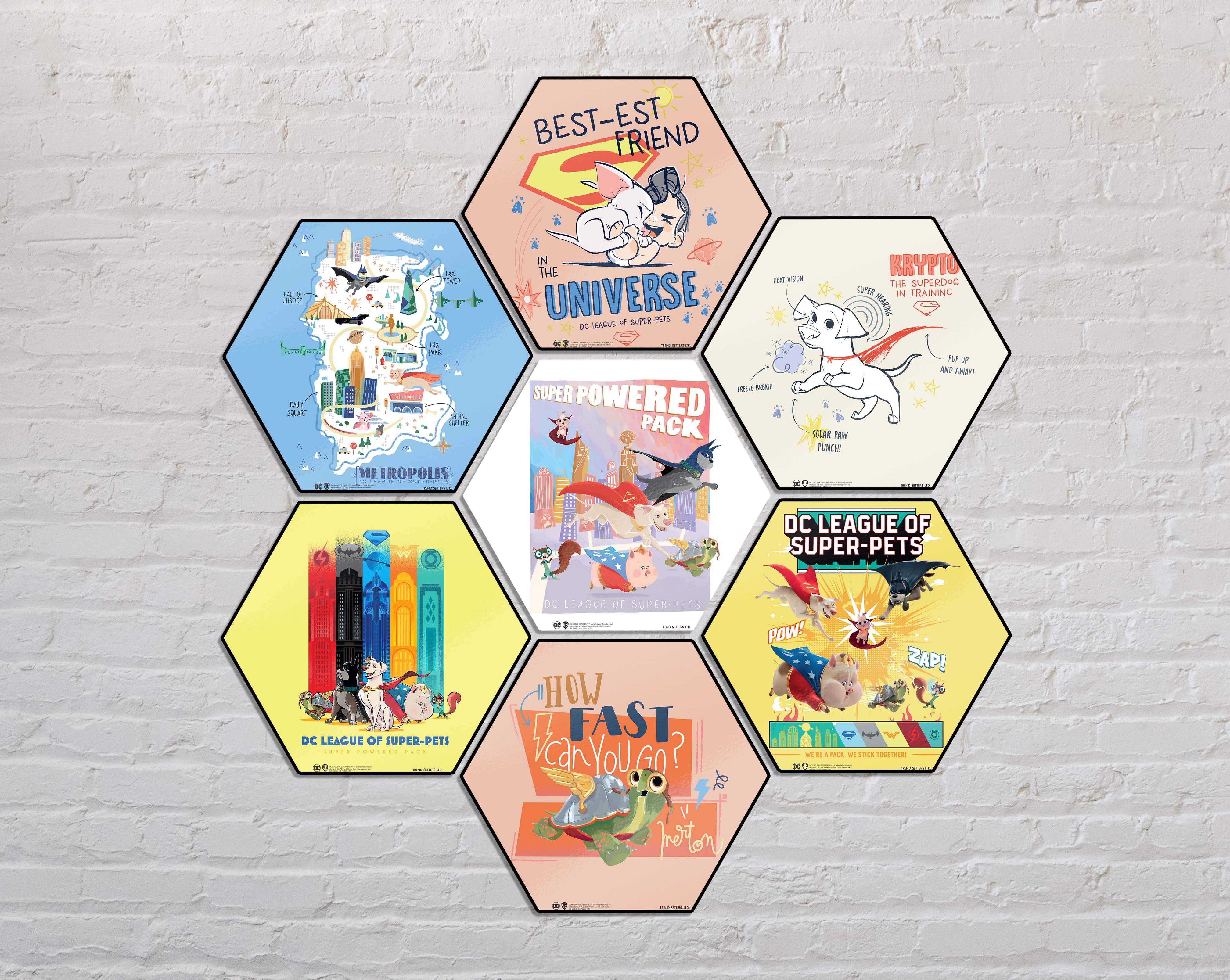 DC League of Super-Pets (Super Power Pack) KNEXAGON® Wood Print WPHEX3812