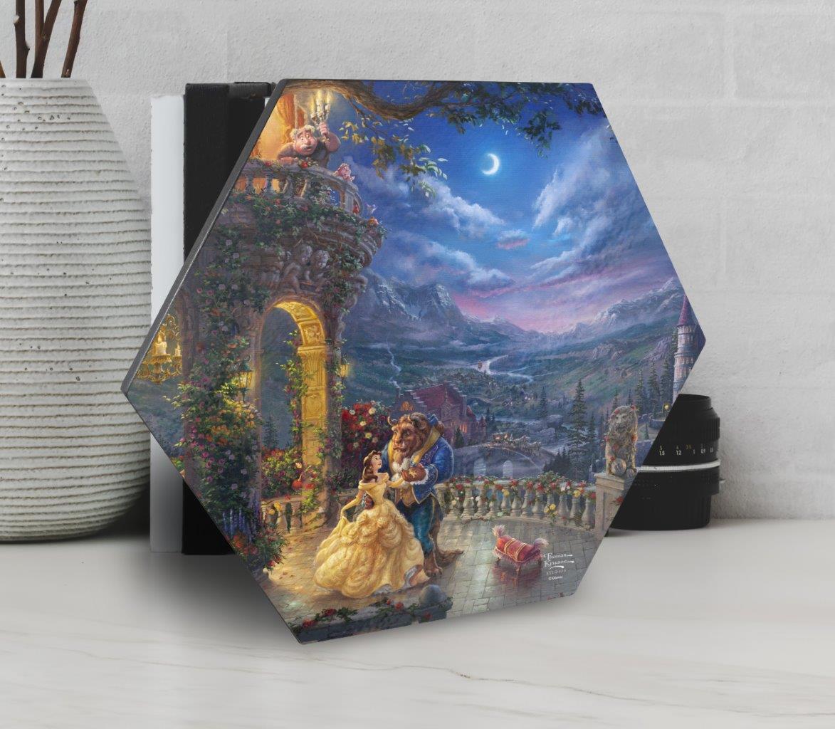 Disney (Beauty and the Beast Dancing in the Moonlight) KNEXAGON™ Wood Print WPHEX3875