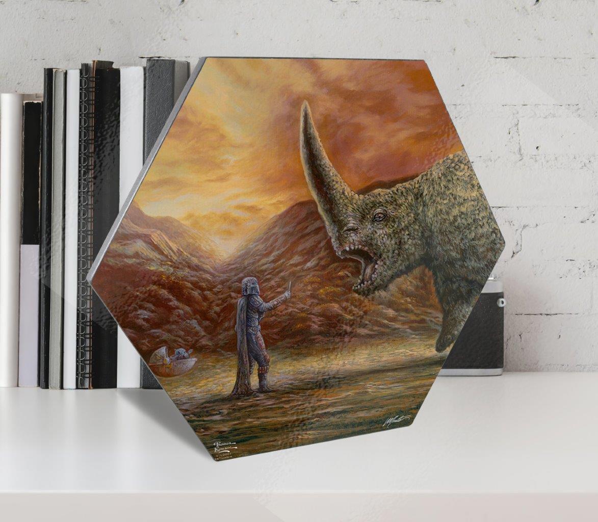 Star Wars (The Mandalorian - The Mudhorn) KNEXAGON® Wood Print WPHEX4458