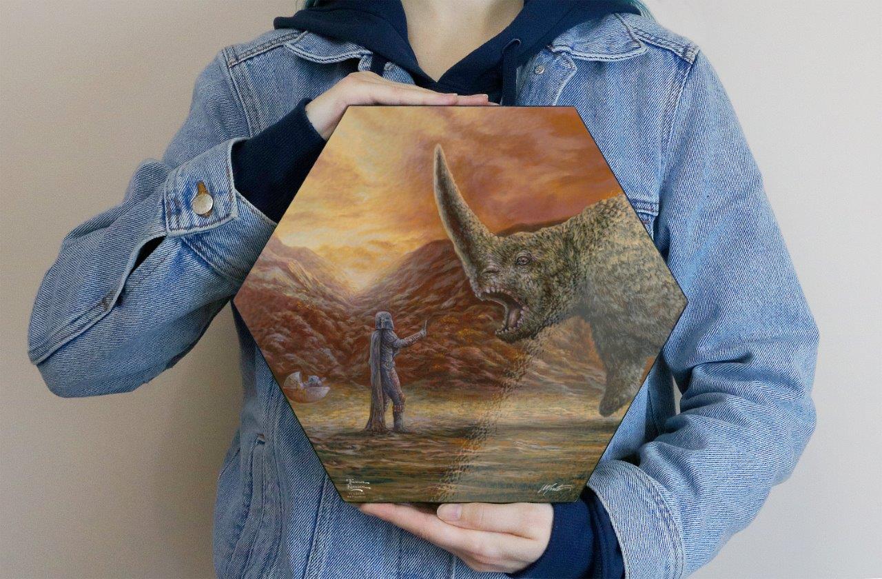 Star Wars (The Mandalorian - The Mudhorn) KNEXAGON® Wood Print WPHEX4458