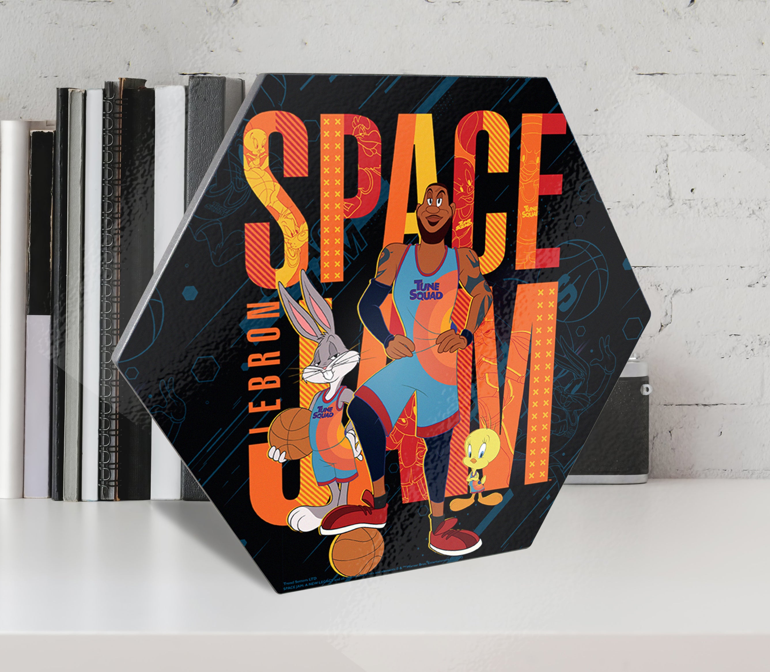 Space Jam: A New Legacy (Welcome To The Jam - Lebron) KNEXAGON® Wood Print WPHEX4541SJWJ