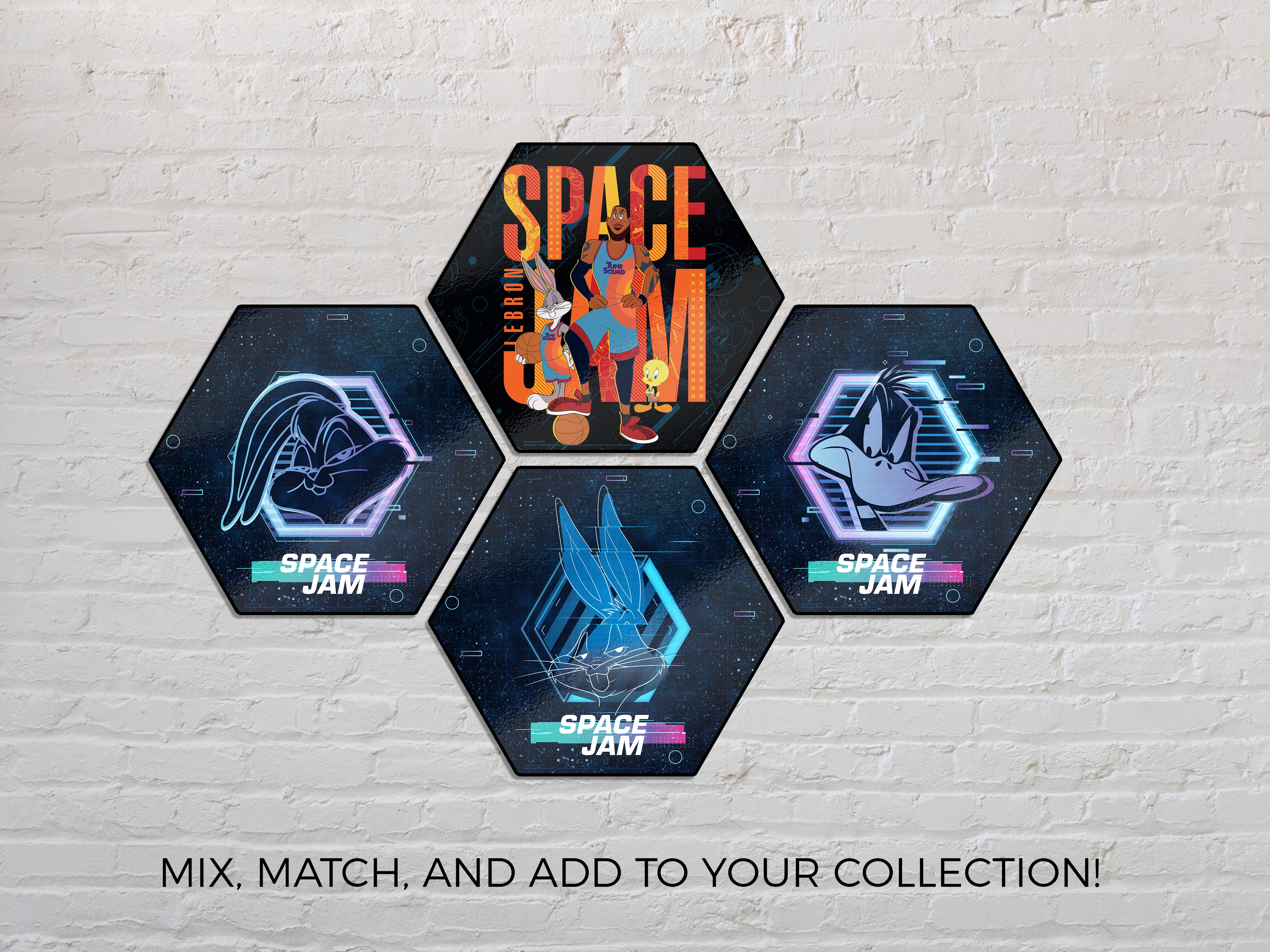 Space Jam: A New Legacy (Welcome To The Jam - Lebron) KNEXAGON® Wood Print WPHEX4541SJWJ