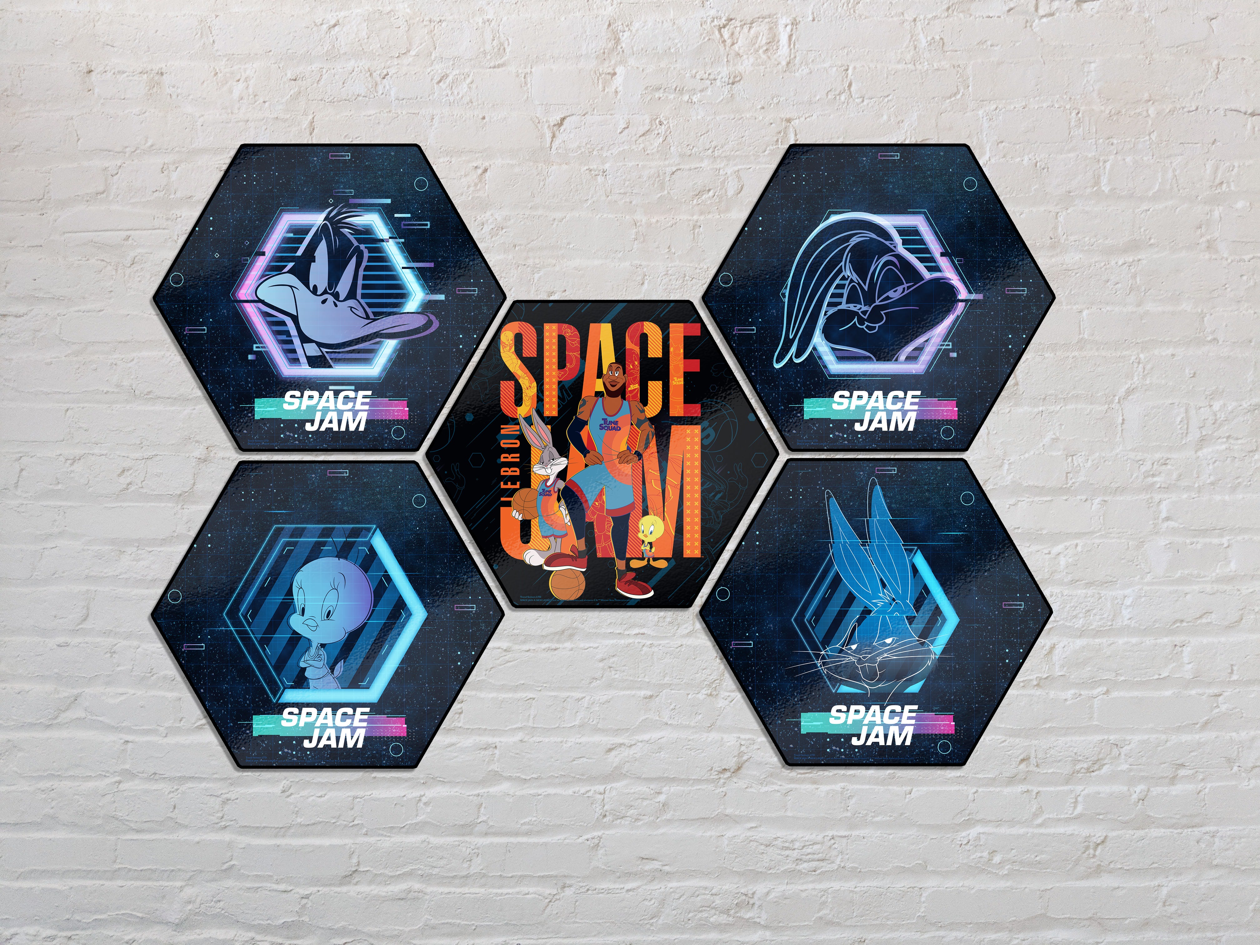 Space Jam: A New Legacy (Welcome To The Jam - Lebron) KNEXAGON® Wood Print WPHEX4541SJWJ