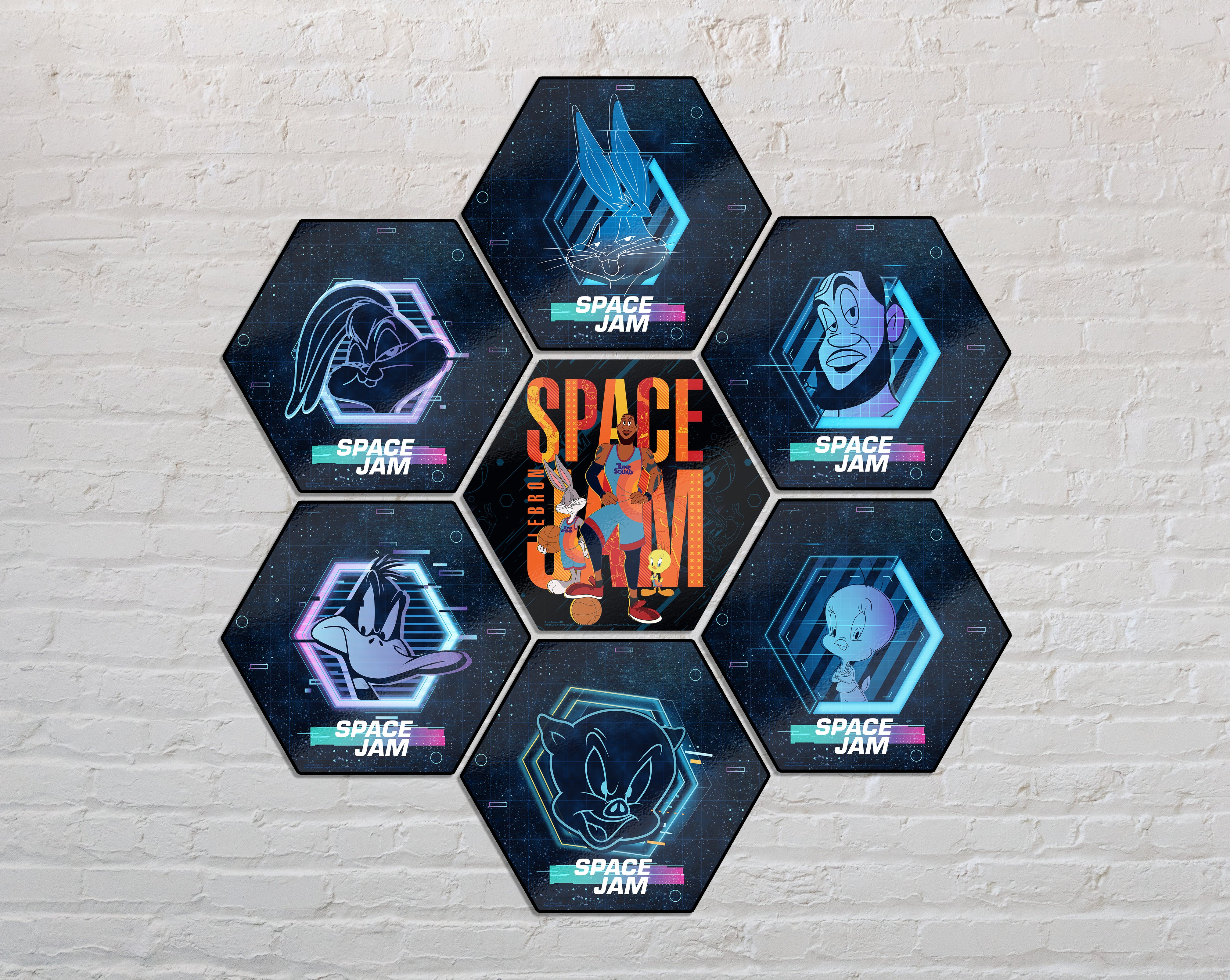 Space Jam: A New Legacy (Welcome To The Jam - Lebron) KNEXAGON® Wood Print WPHEX4541SJWJ