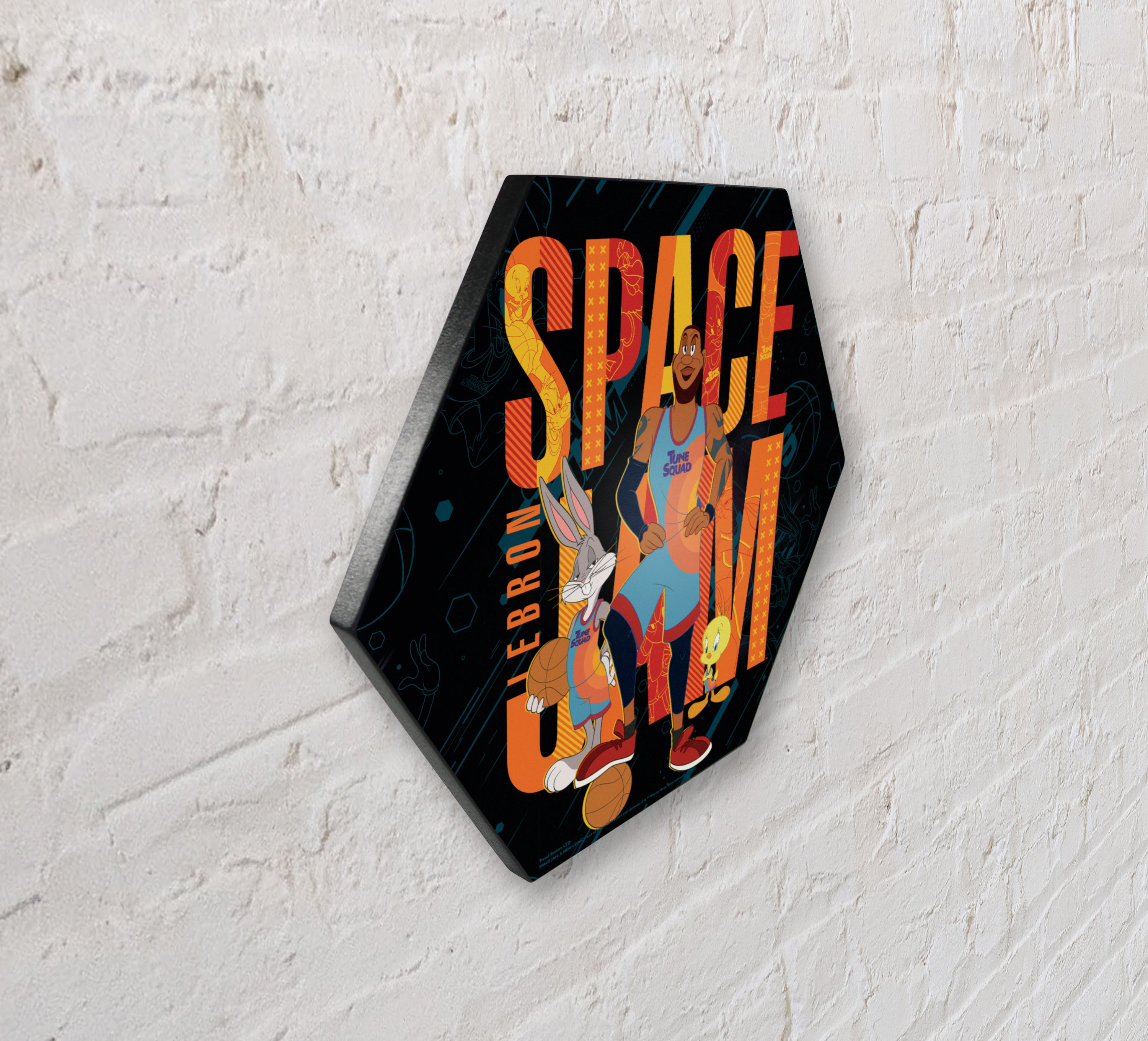 Space Jam: A New Legacy (Welcome To The Jam - Lebron) KNEXAGON® Wood Print WPHEX4541SJWJ