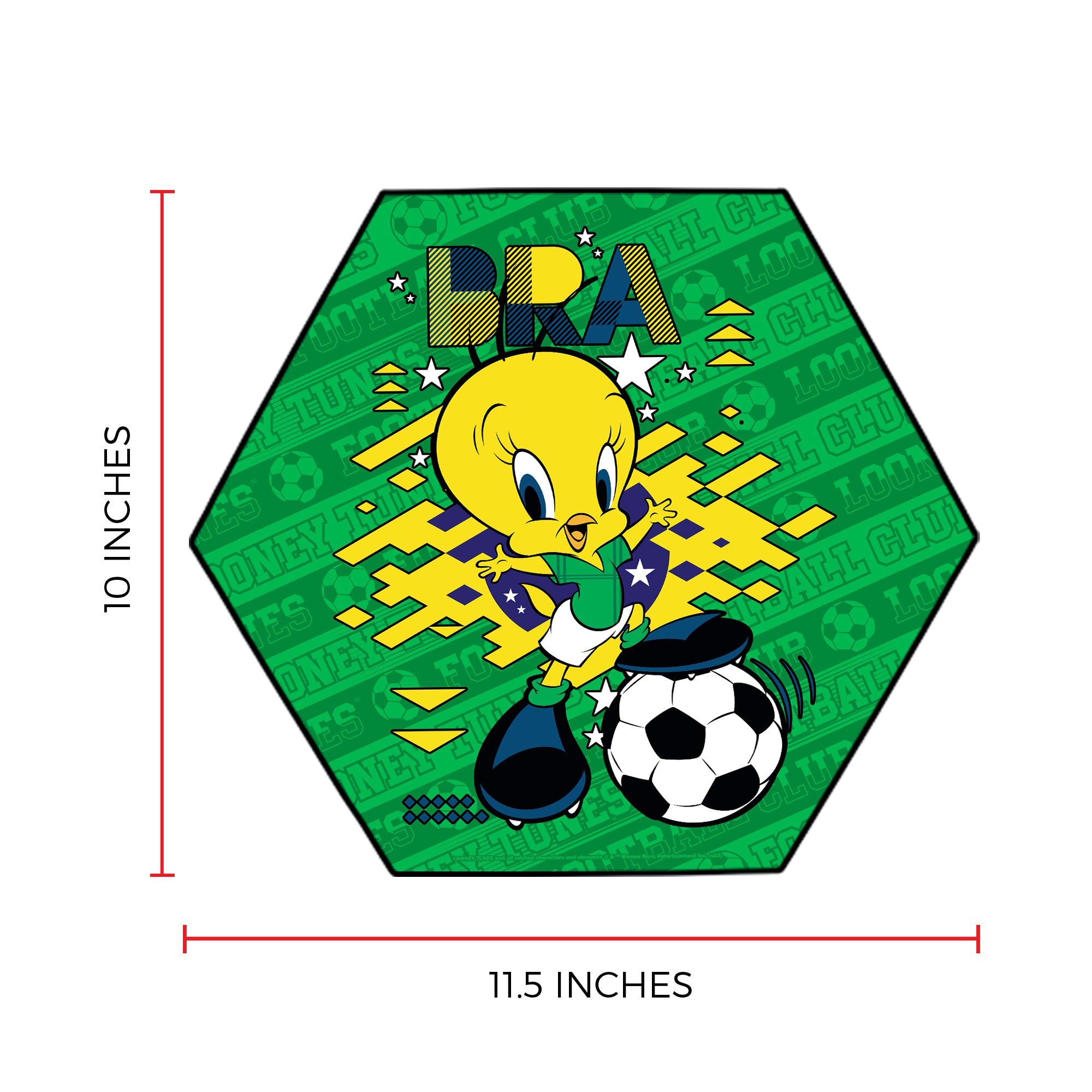 Looney Tunes (Team Brazil Soccer - Tweety Bird) KNEXAGON® Wood Print WPHEX4824BOH