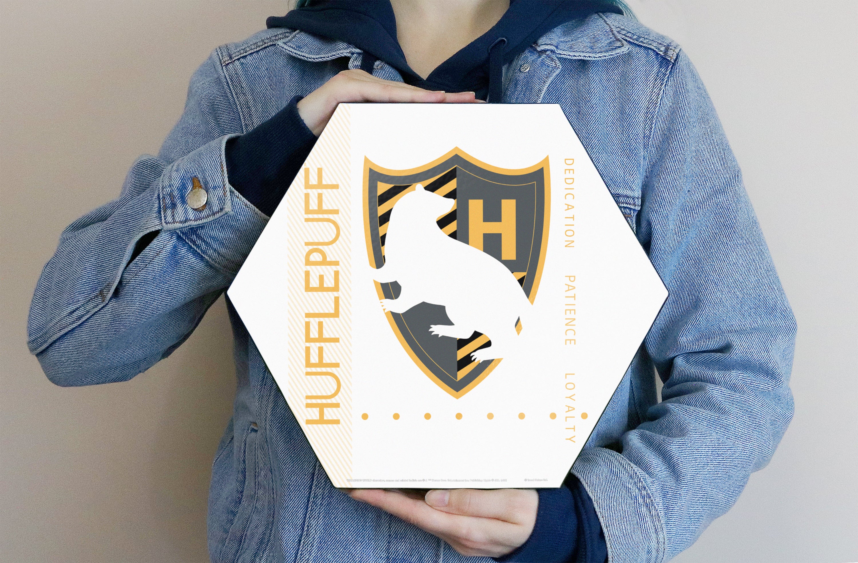 Harry Potter (Hufflepuff Shield) KNEXAGON® Wood Print WPHEX4905HPSH