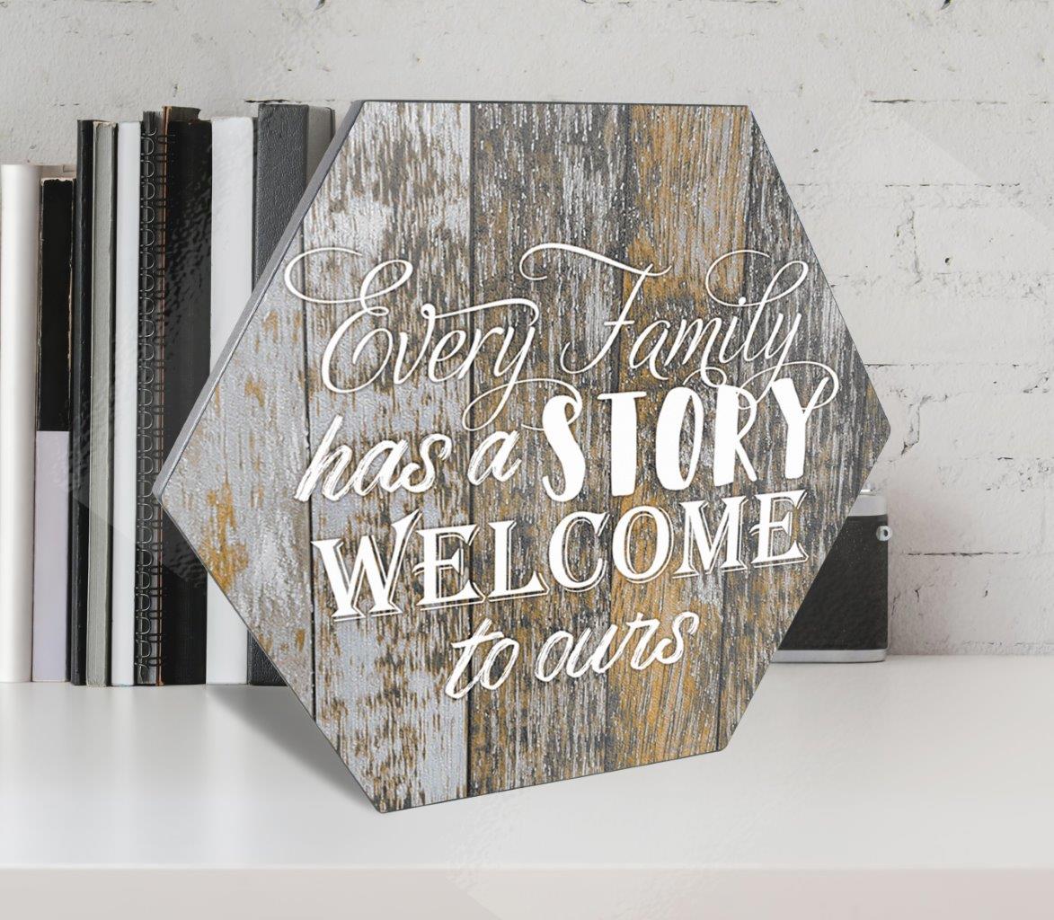 Family Collection (Our Story - Mixed Wood) KNEXAGON® Wood Print WPHEX4946
