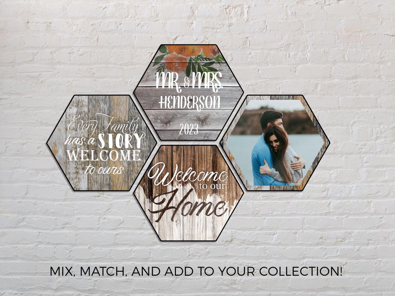 Family Collection (Our Story - Mixed Wood) KNEXAGON® Wood Print WPHEX4946