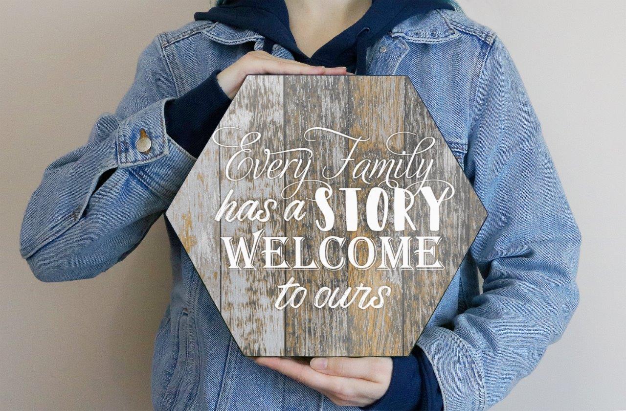 Family Collection (Our Story - Mixed Wood) KNEXAGON® Wood Print WPHEX4946