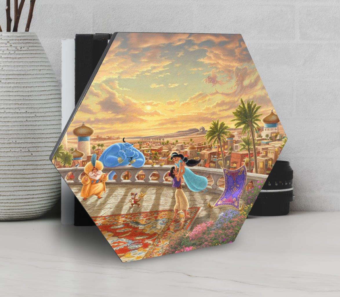 Disney (Jasmine Dancing in the Desert Sunset) KNEXAGON™ Wood Print WPHEX5160