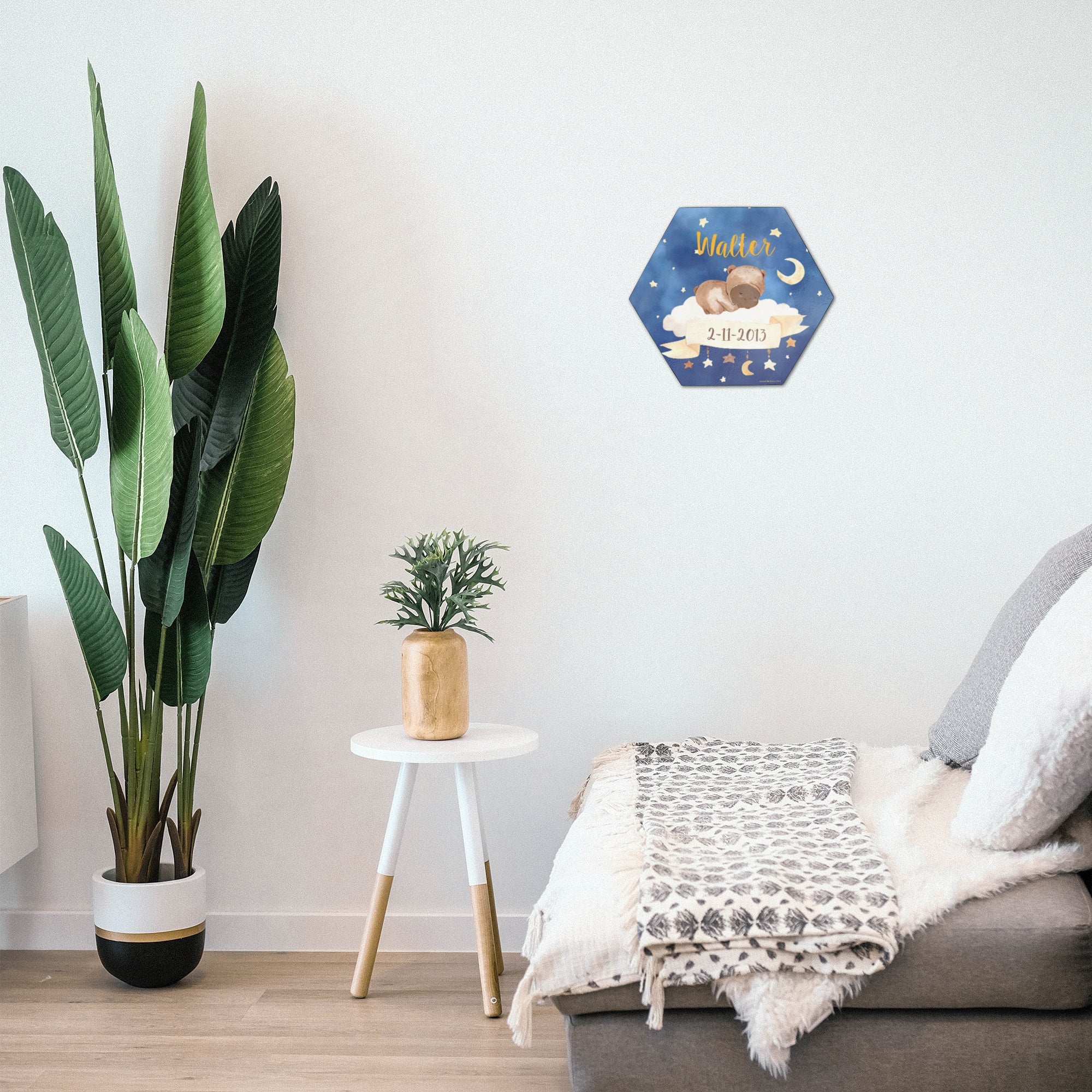 Kids Collection (Boho Baby Nursery - Personalized) KNEXAGON™ Hexagon Wood Print