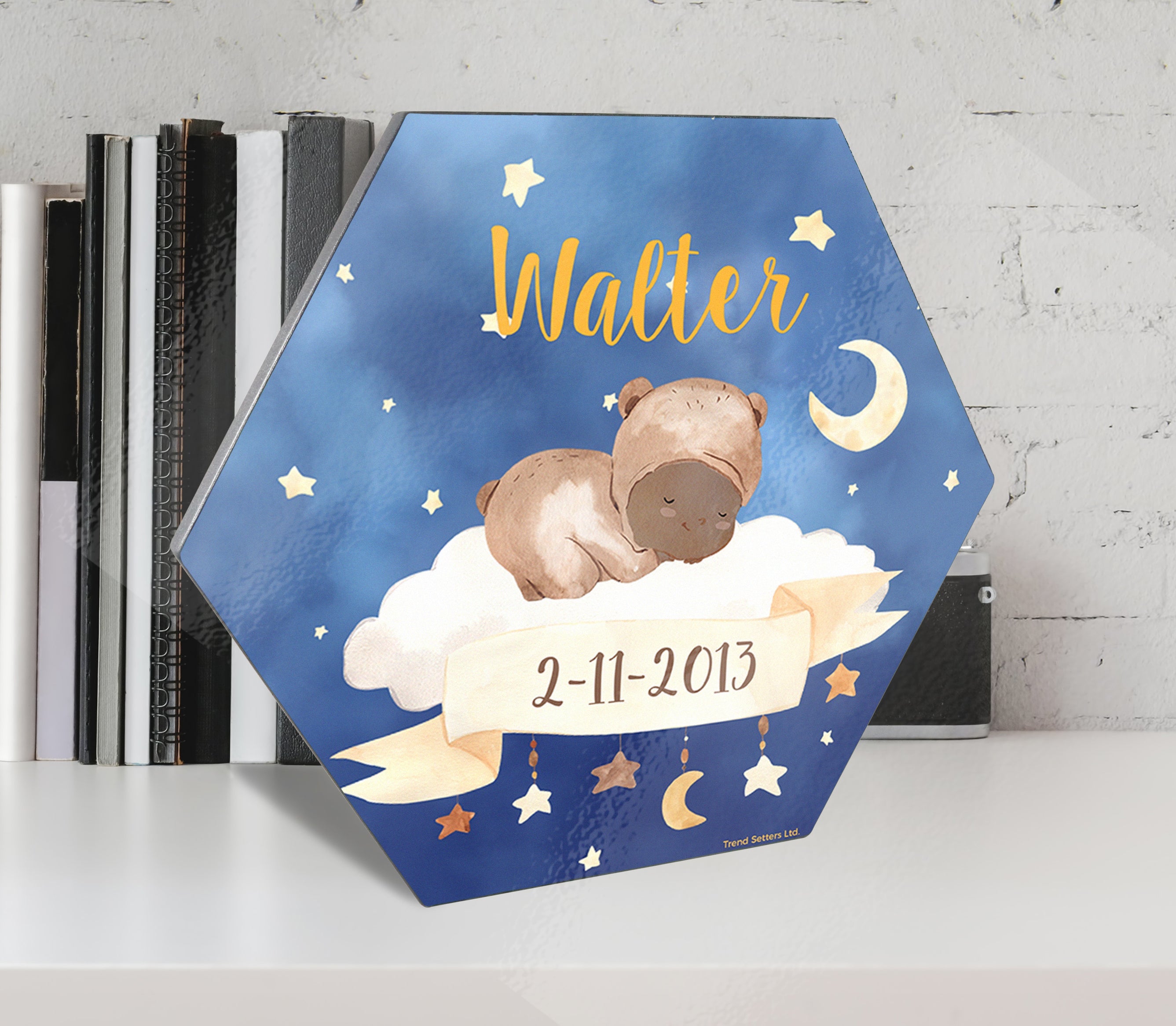 Kids Collection (Boho Baby Nursery - Personalized) KNEXAGON™ Hexagon Wood Print