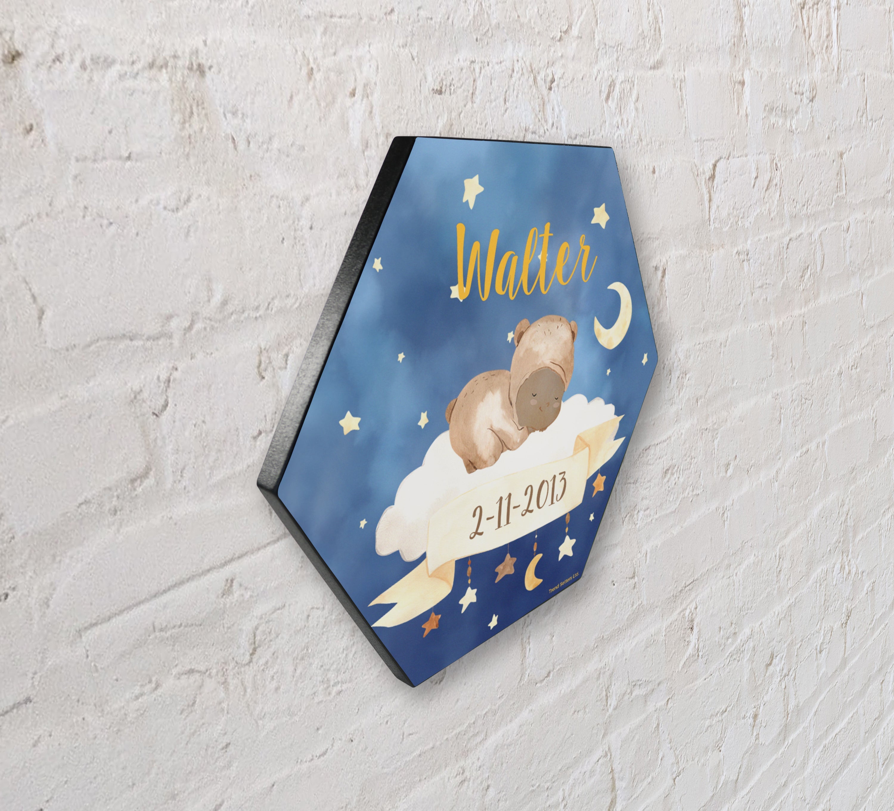 Kids Collection (Boho Baby Nursery - Personalized) KNEXAGON™ Hexagon Wood Print