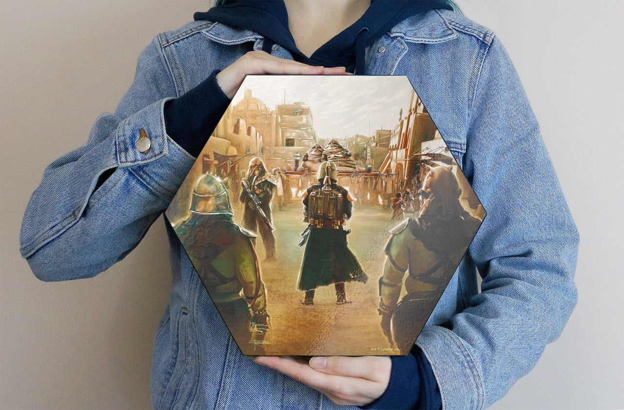 Star Wars (The Book of Boba Fett  - A New Challenge) KNEXAGON® Wood Print WPHEX5260