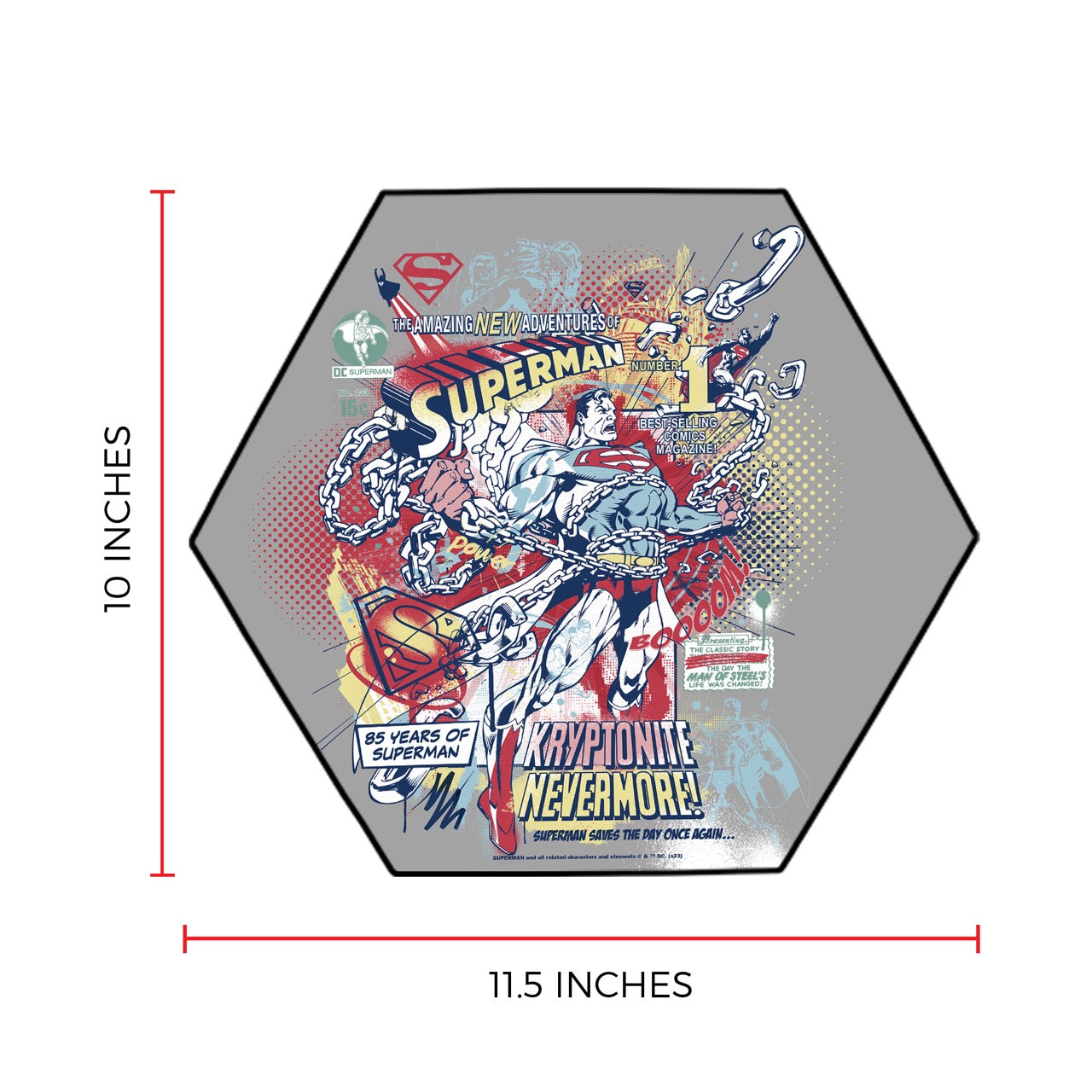 Superman 85th Anniversary (Kryptonite Nevermore) KNEXAGON® Wood Print WPHEX5452