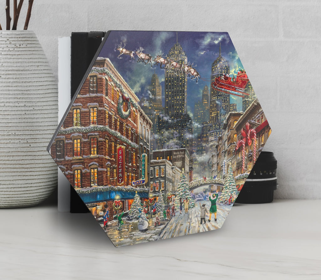 Elf Thomas Kinkade Studios (Buddy’s New York Christmas) KNEXAGON™ Wood Print WPHEX5475