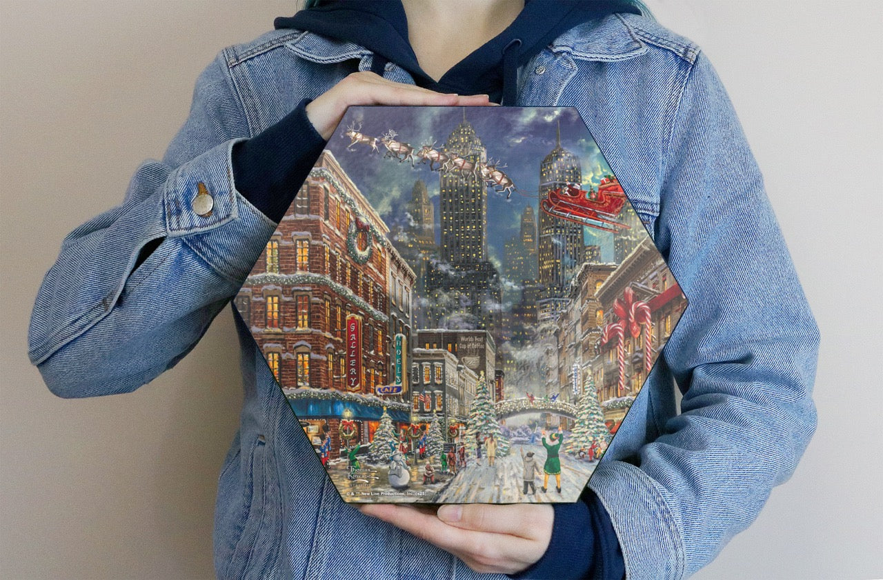 Elf Thomas Kinkade Studios (Buddy’s New York Christmas) KNEXAGON™ Wood Print WPHEX5475