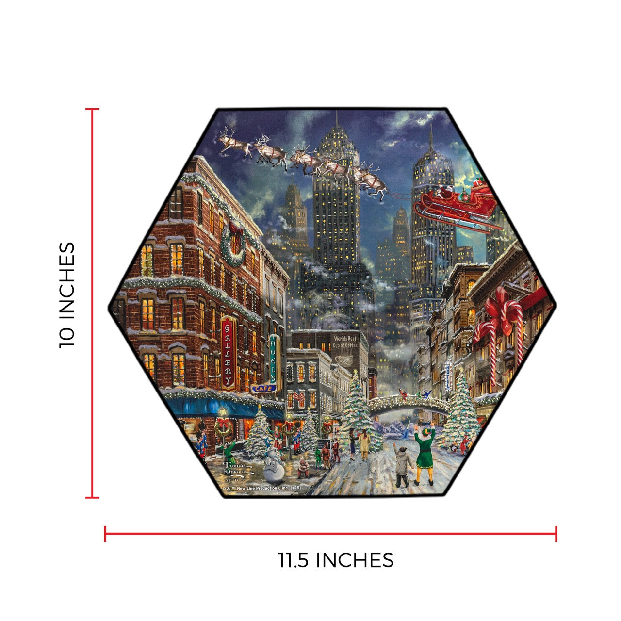 Elf Thomas Kinkade Studios (Buddy’s New York Christmas) KNEXAGON™ Wood Print WPHEX5475